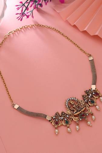 Rani & green color choker temple necklace