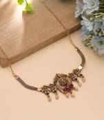 Rani & green color choker temple necklace