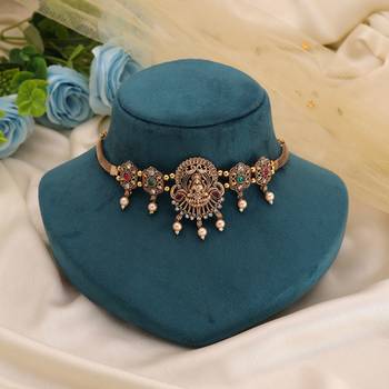 Rani & green color choker temple necklace 2