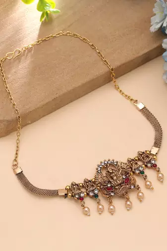 Rani & green color choker temple necklace