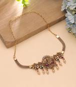 Rani & green color choker temple necklace