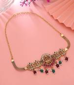 Maroon & green color choker temple necklace