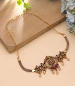 Rani & green color choker temple necklace