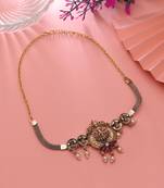 Rani & green color choker temple necklace