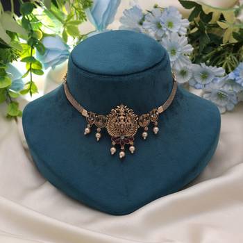 Rani & green color choker temple necklace 2