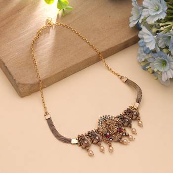 Rani & green color choker temple necklace 1