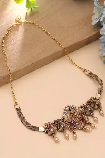Rani & green color choker temple necklace