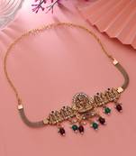 Maroon & green color choker temple necklace