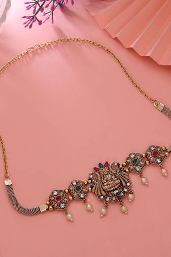 Rani & green color choker temple necklace