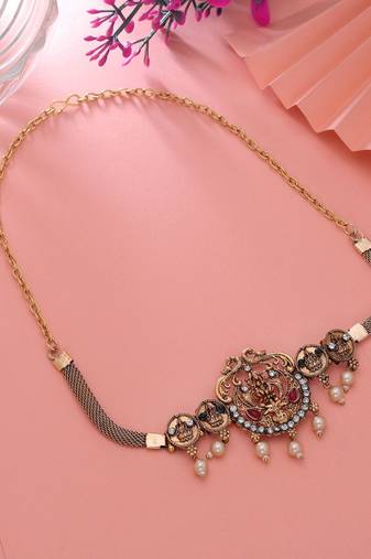 Rani & green color choker temple necklace