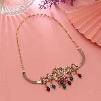 Maroon & green color choker temple necklace 1