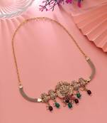 Maroon & green color choker temple necklace