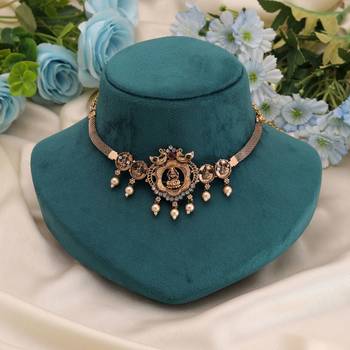 Rani & green color choker temple necklace 2