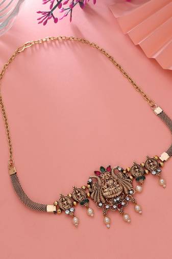 Rani & green color choker temple necklace
