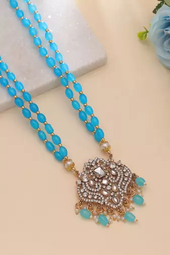 Firozi color stone necklace