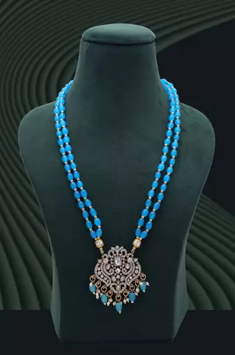 Firozi color stone necklace