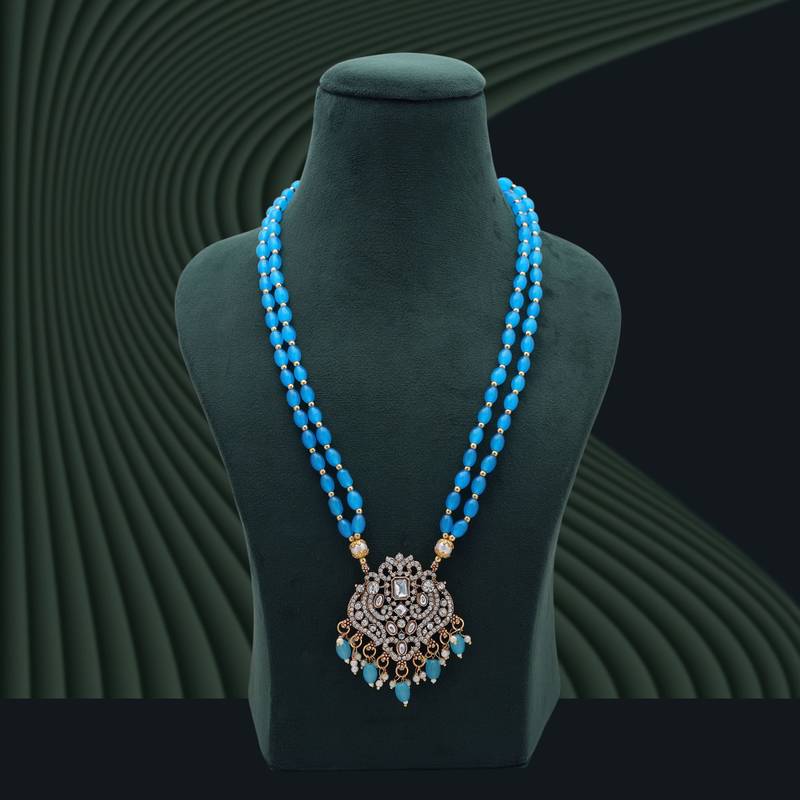 Firozi color stone necklace