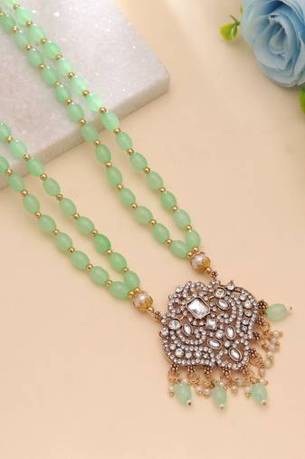 Pista green color stone necklace
