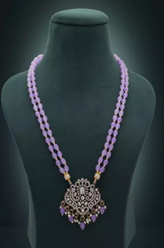 Light purple color stone necklace