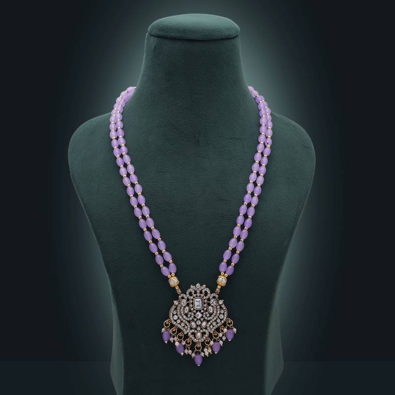 Light purple color stone necklace