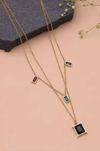 Multi color anti tarnish necklace