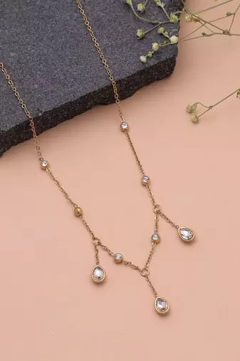 White color anti tarnish necklace