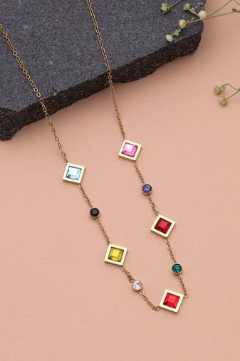 Multi color anti tarnish necklace