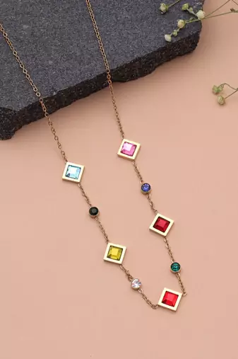 Multi color anti tarnish necklace