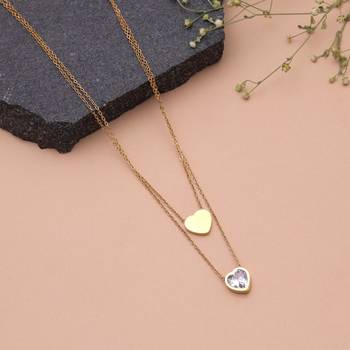 Gold color heart shape anti tarnish necklace 1