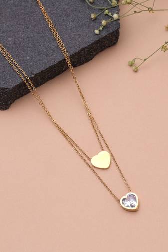 Gold color heart shape anti tarnish necklace