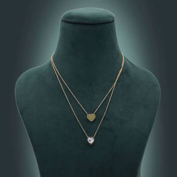 Gold color heart shape anti tarnish necklace 2