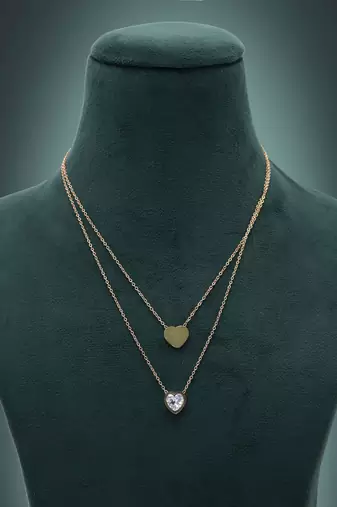 Gold color heart shape anti tarnish necklace