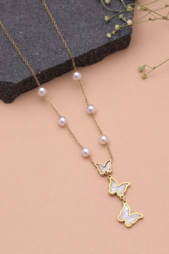 White color anti tarnish necklace