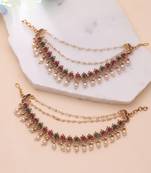 Rani & green color matte gold earrings chain