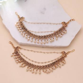 Gold color matte gold earrings chain 1