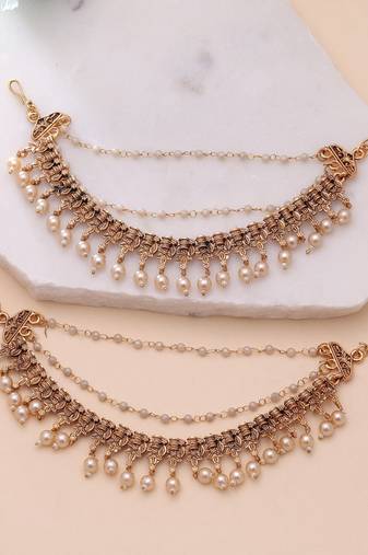 Gold color matte gold earrings chain