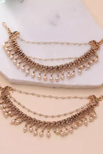 Gold color matte gold earrings chain