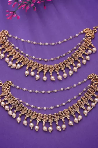 Gold color matte gold earrings chain