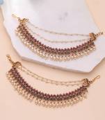 Rani & green color matte gold earrings chain