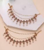 Rani & green color matte gold earrings chain