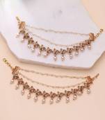 Rani & green color matte gold earrings chain