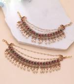 Rani & green color matte gold earrings chain