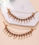 Rani & green color matte gold earrings chain