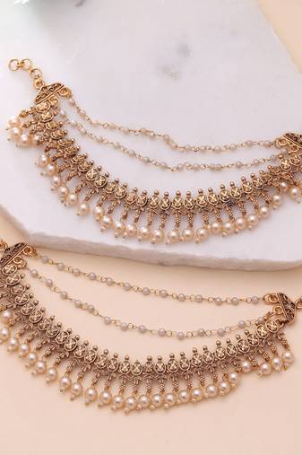Gold color matte gold earrings chain