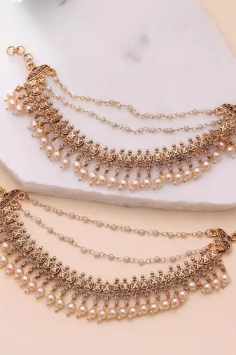 Gold color matte gold earrings chain
