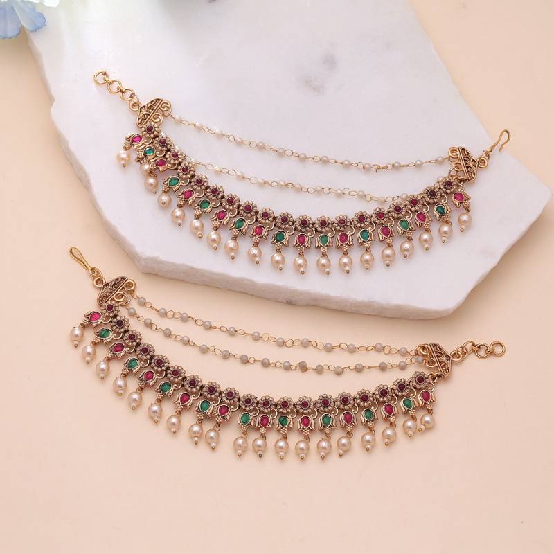 Rani color matte gold earrings chain
