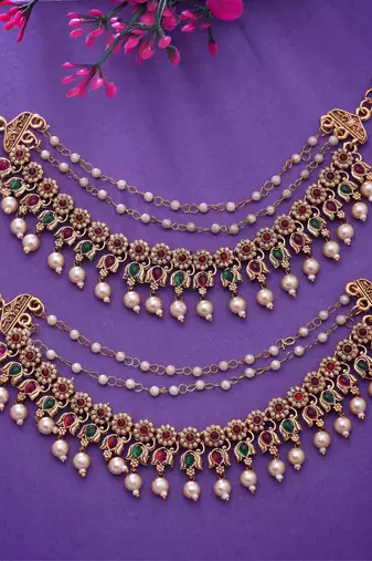 Rani color matte gold earrings chain