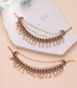 Rani & green color matte gold earrings chain