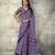 Blue modal satin ajrakh print saree