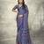 Blue modal satin ajrakh print saree